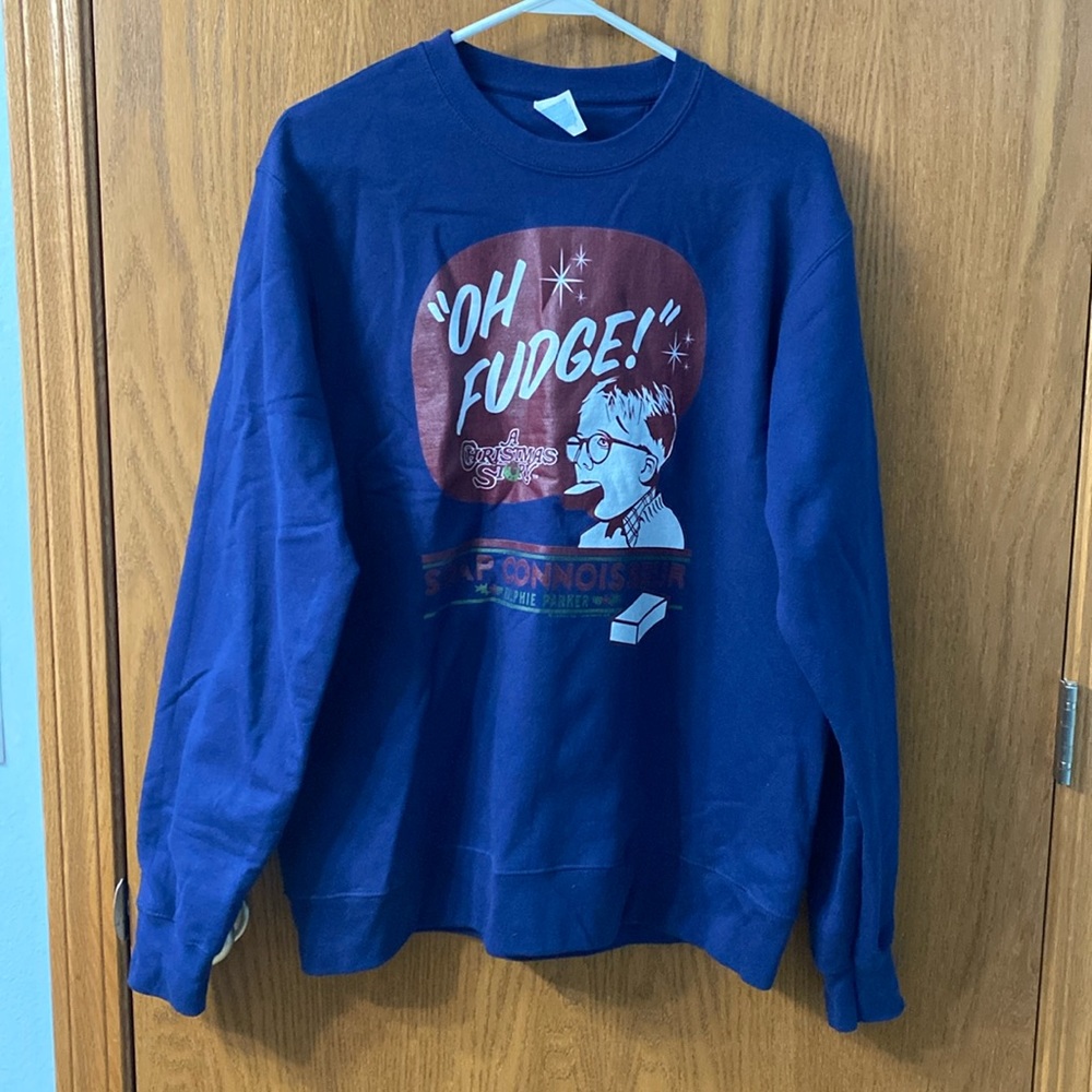 A Christmas Story crewneck blue pullover sweatshirt size large